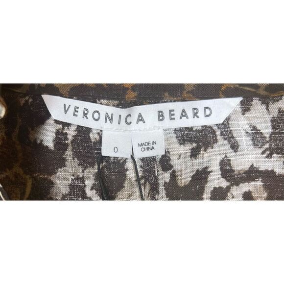 Veronica Beard Seki Printed Linen Dress in Brown Multi NWT Size 0 - Picture 9 of 10